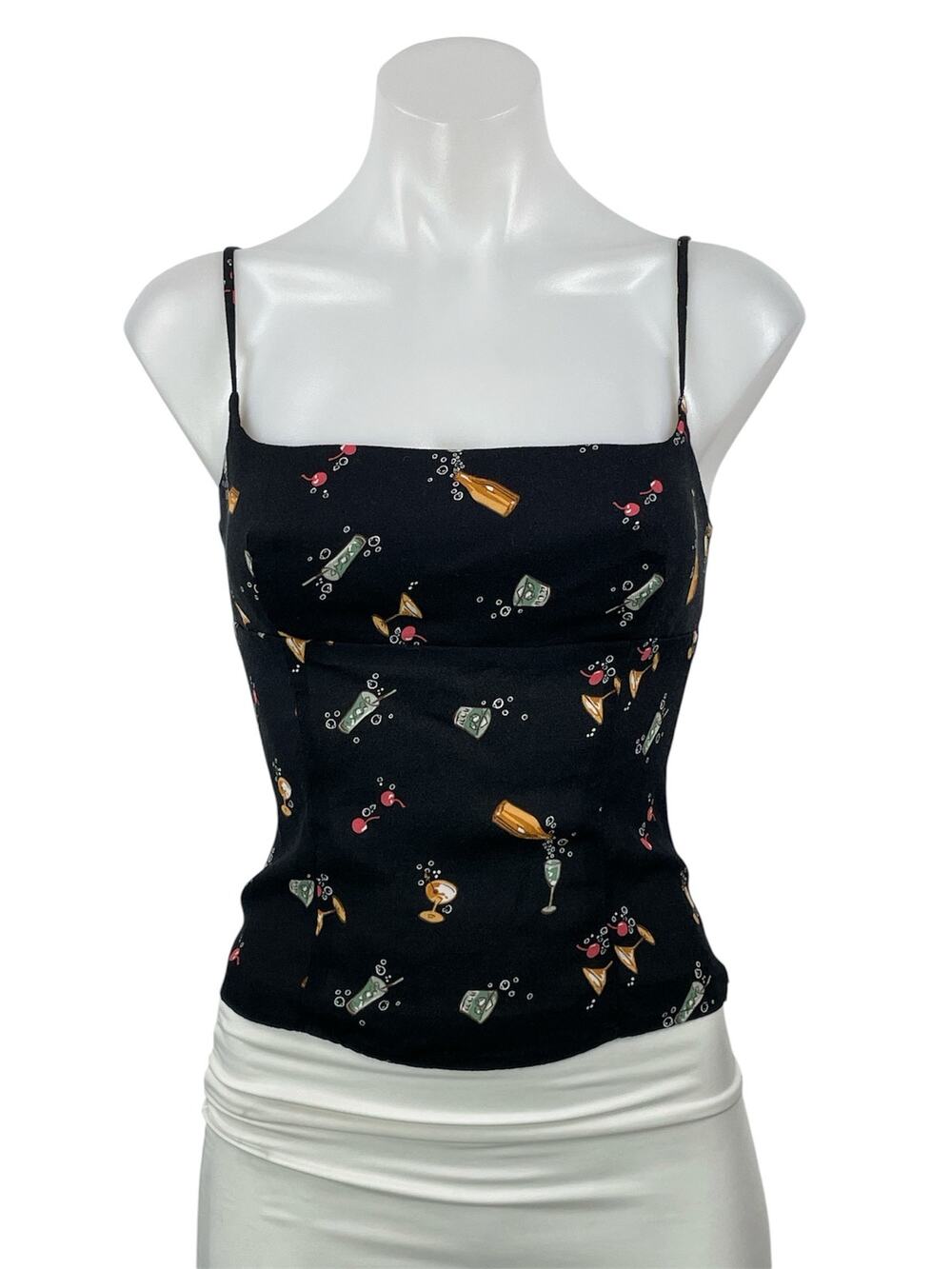Reformation Grace Black Sleeveless Cami Camisole Bustier Crop Tank Top Size 4